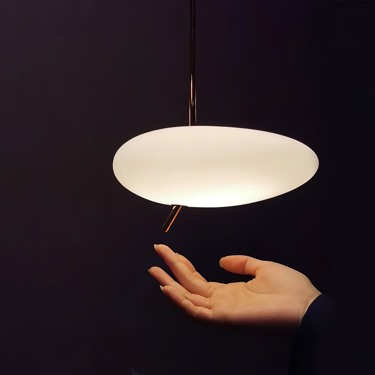 Soft Glow Pendant Light With Rose Gold Pebble