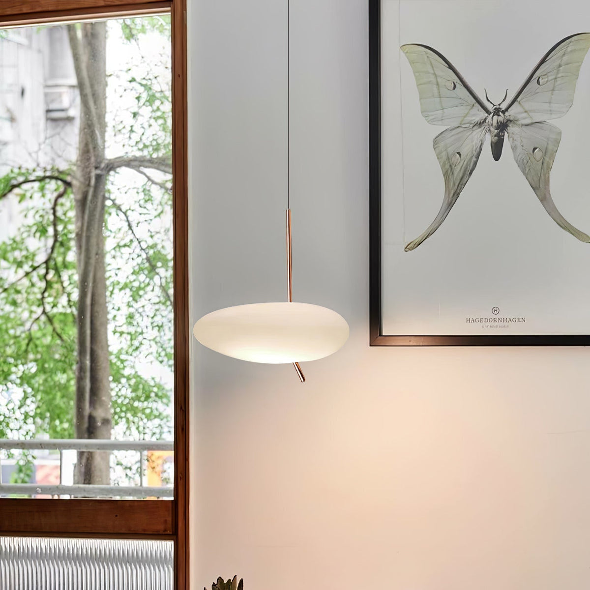 Soft Glow Pendant Light With Rose Gold Pebble