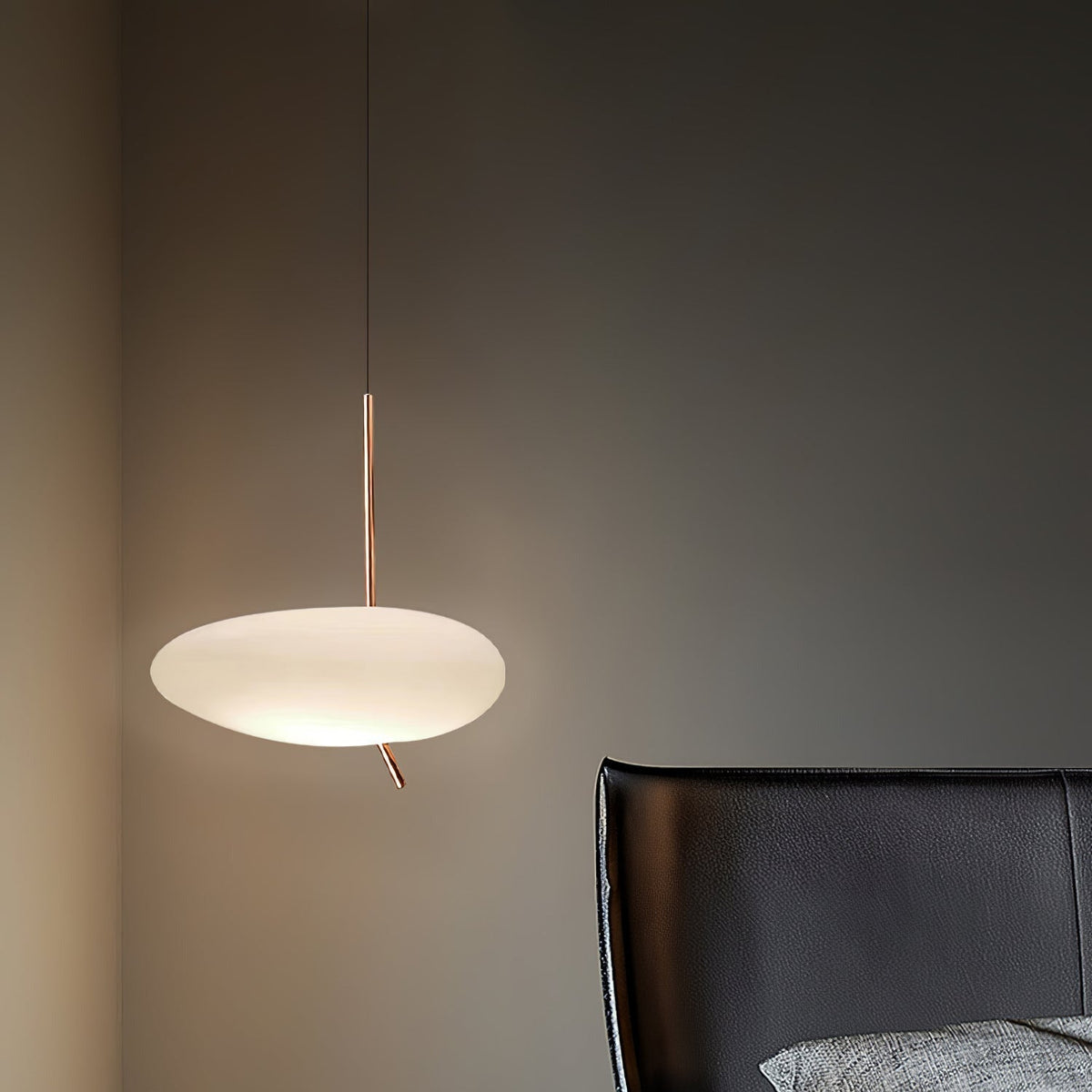 Soft Glow Pendant Light With Rose Gold Pebble