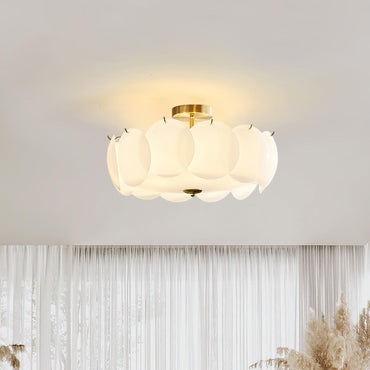 Semi Flush Ceiling Light Glass Layered Finish Brass