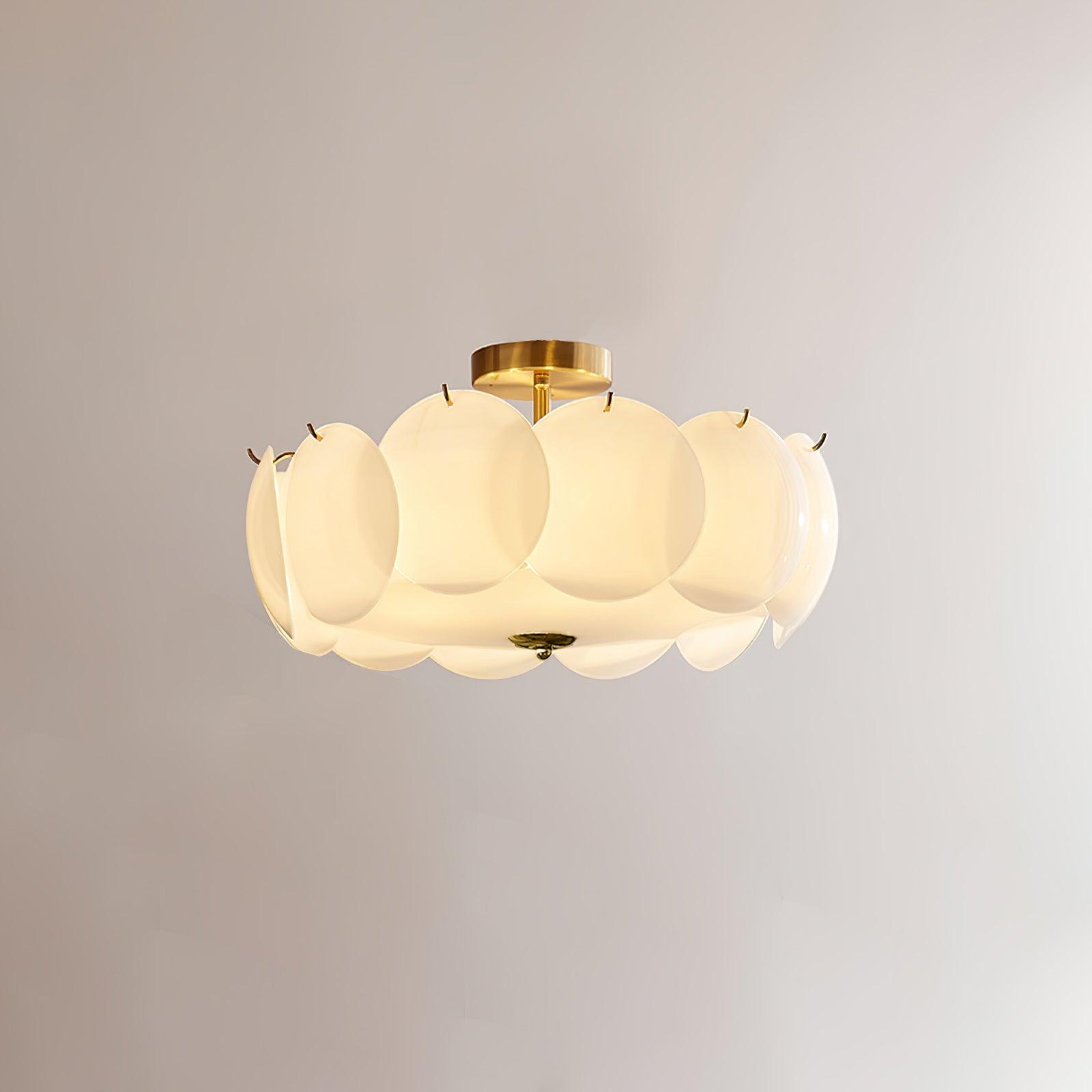 Semi Flush Ceiling Light Glass Layered Finish Brass