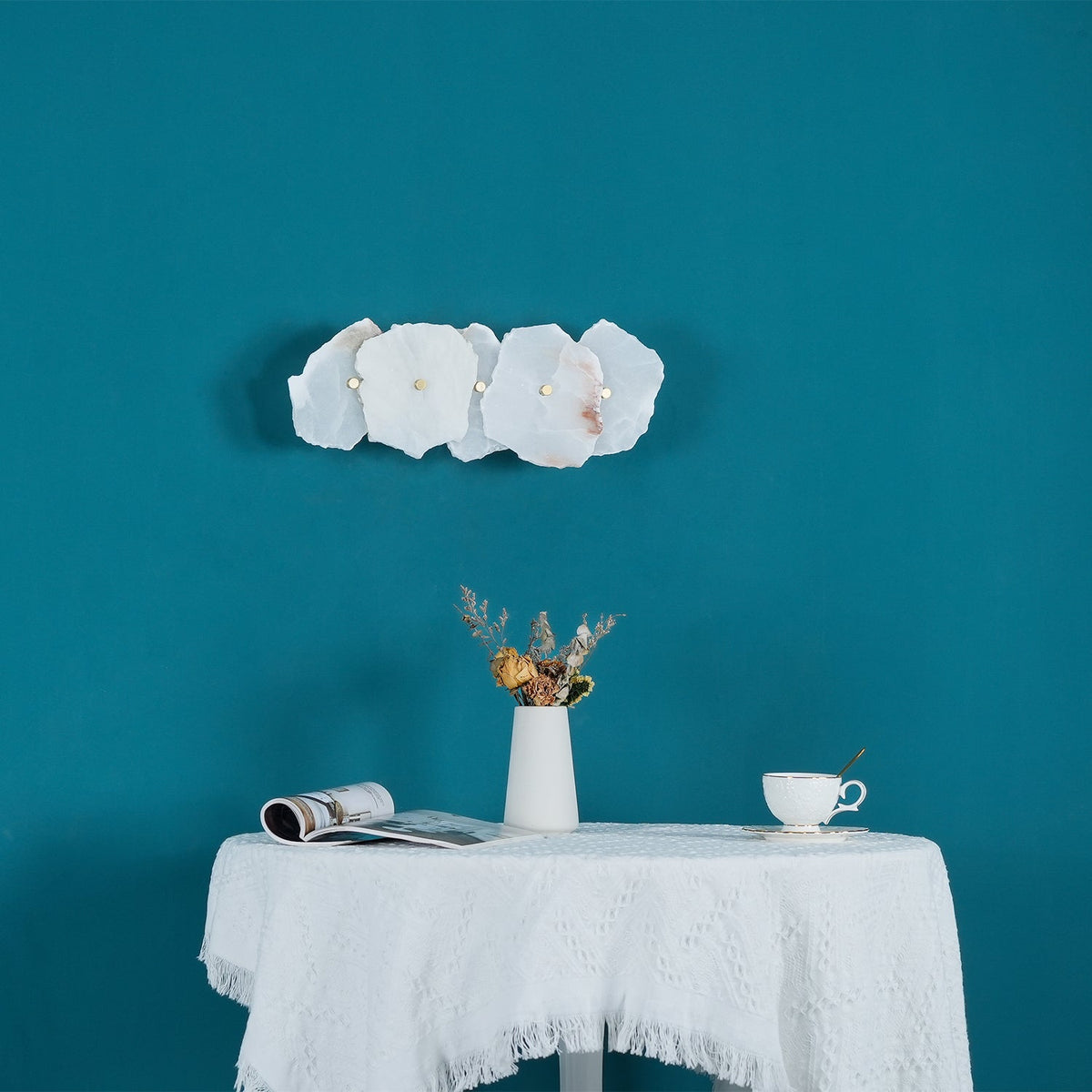 Gentle LED Glow Alabaster Bloom Wall Light