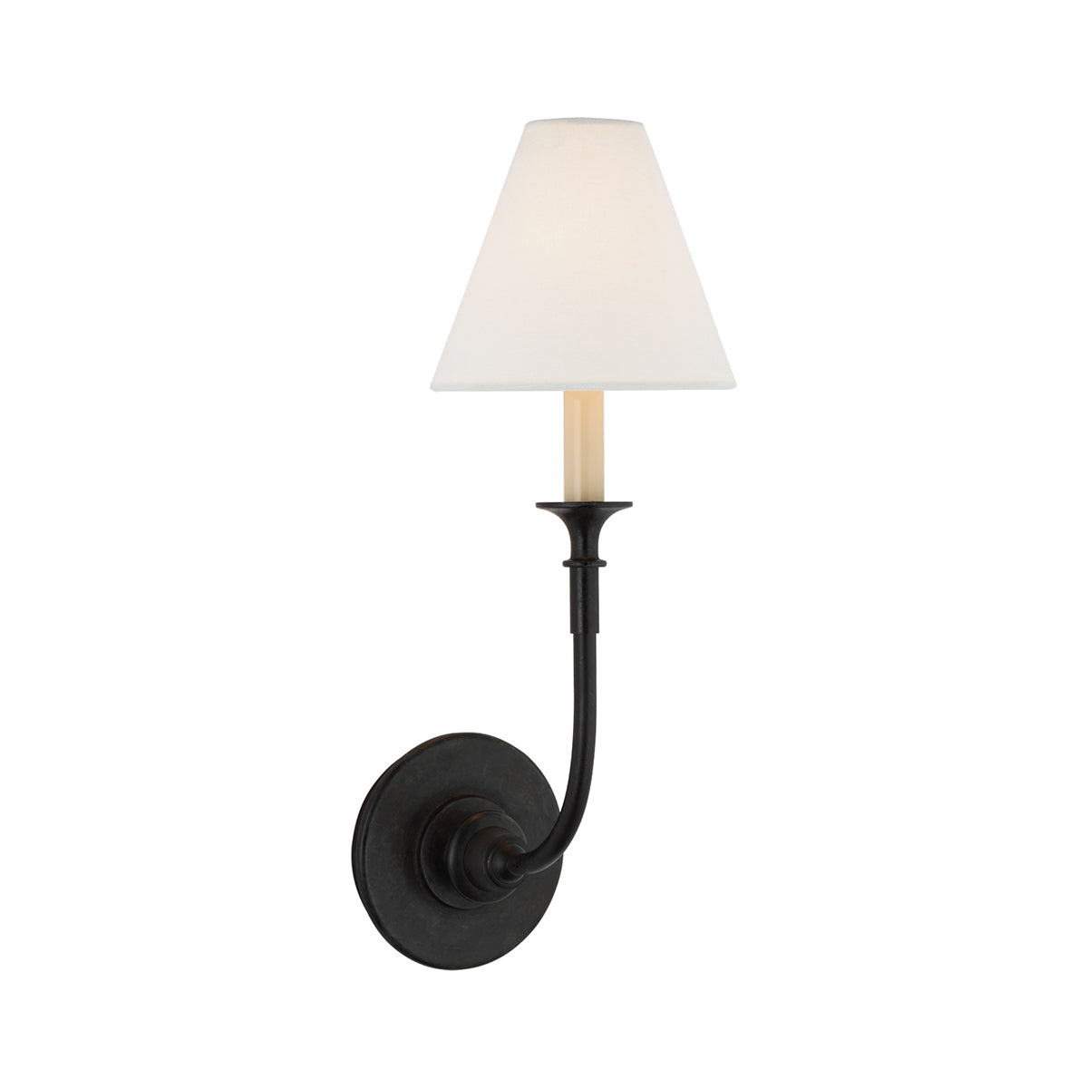 White Cone Shade And Black Metal Arm Wall Lamp Inspired Candle
