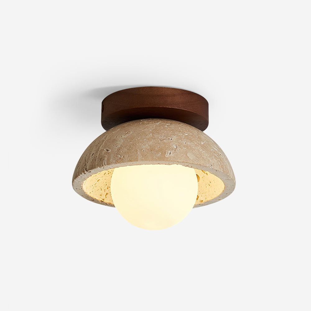 Minimalist Travertine Ceiling Light With Soft Ambient Glow