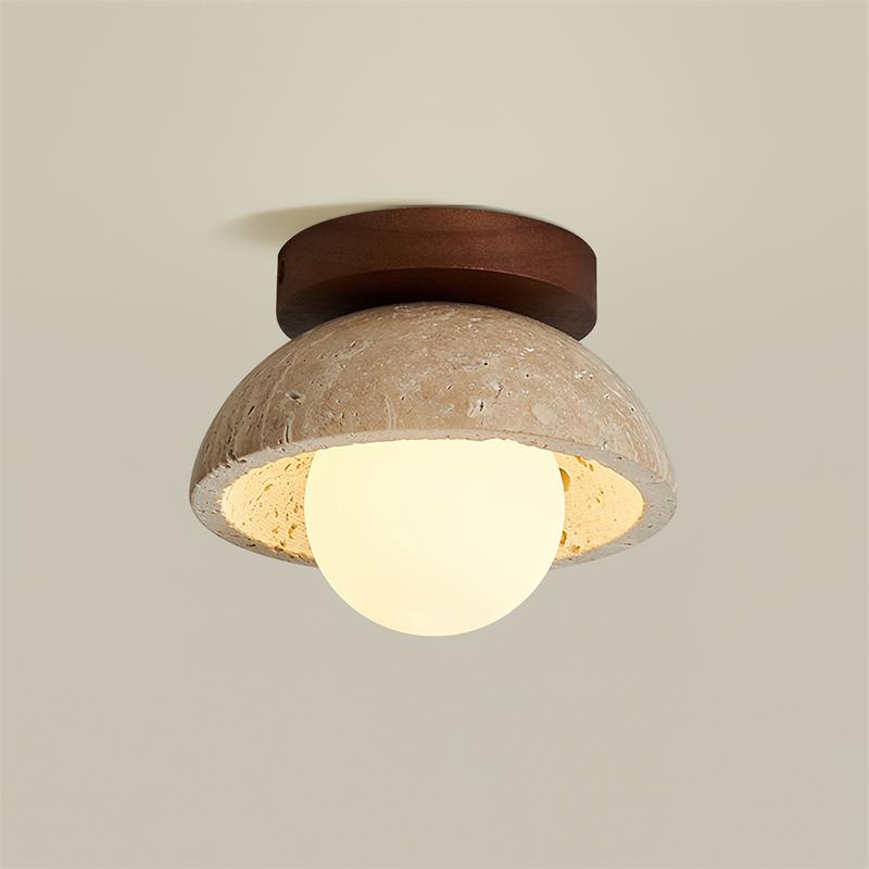 Minimalist Travertine Ceiling Light With Soft Ambient Glow