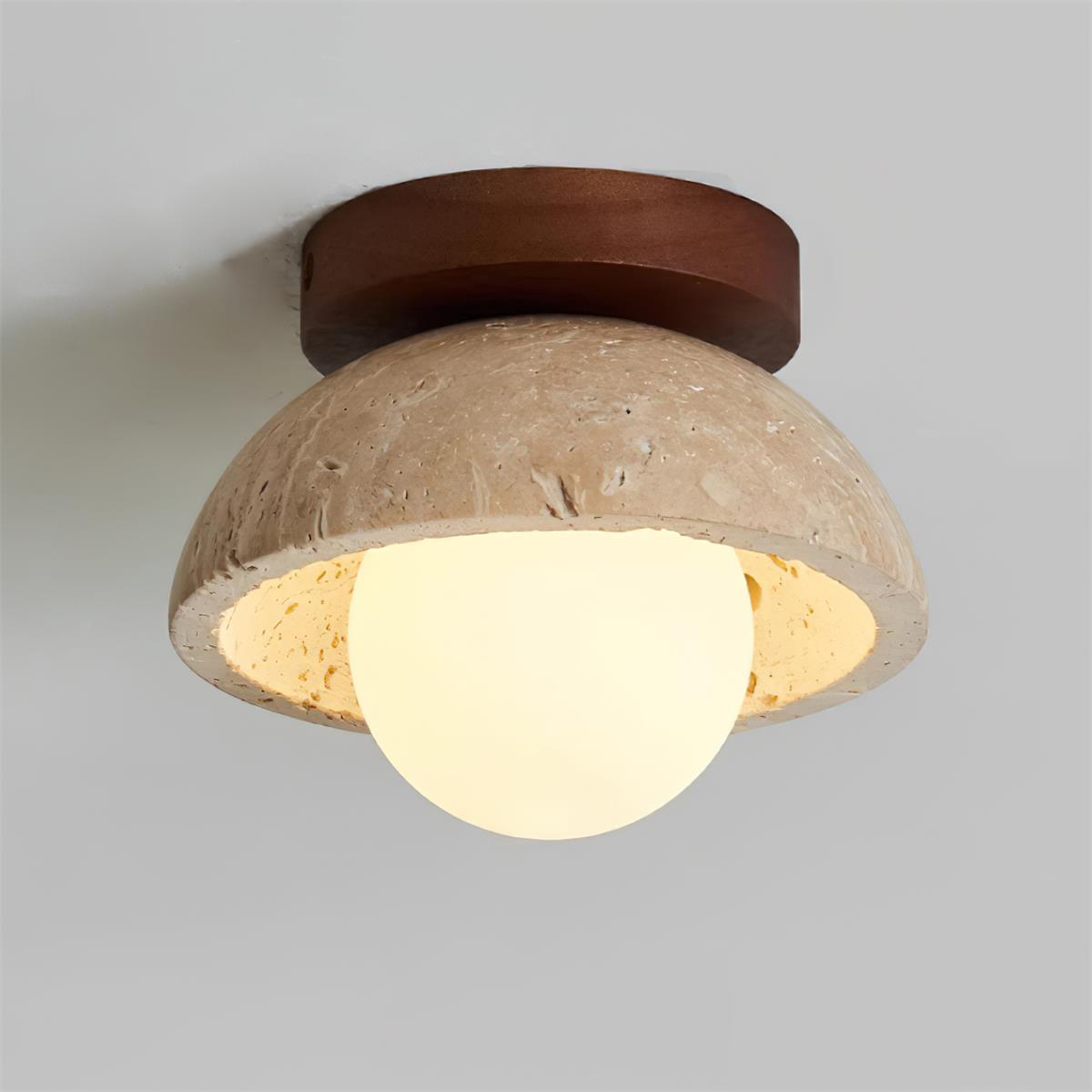 Ambient Light Wood Accent Travertine Pendant