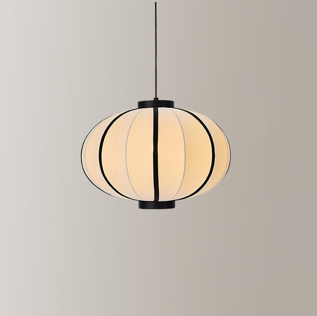 Metal Frame And Fabric Shade With Vintage Pendant Light