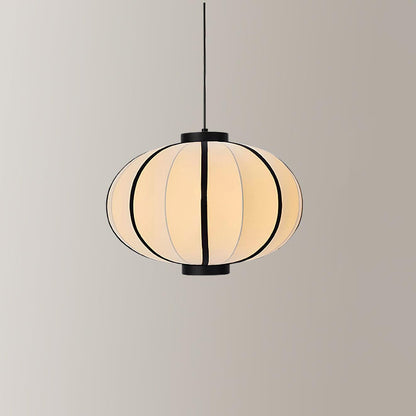 Metal Frame And Fabric Shade With Vintage Pendant Light