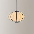 Metal Frame And Fabric Shade With Vintage Pendant Light