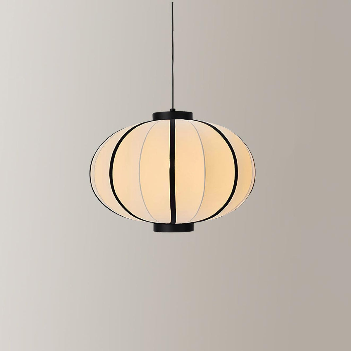Metal Frame And Fabric Shade With Vintage Pendant Light