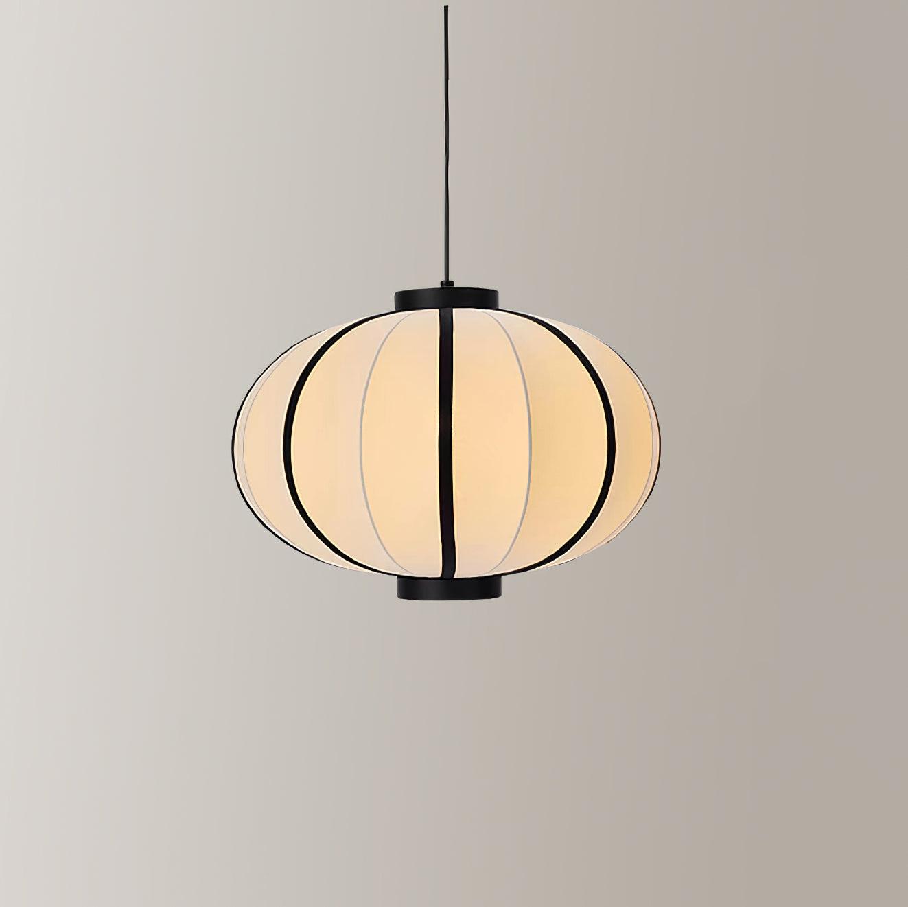 Metal Frame And Fabric Shade With Vintage Pendant Light