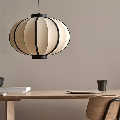 Metal Frame And Fabric Shade With Vintage Pendant Light