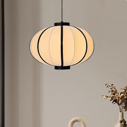 Metal Frame And Fabric Shade With Vintage Pendant Light