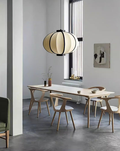 Metal Frame And Fabric Shade With Vintage Pendant Light
