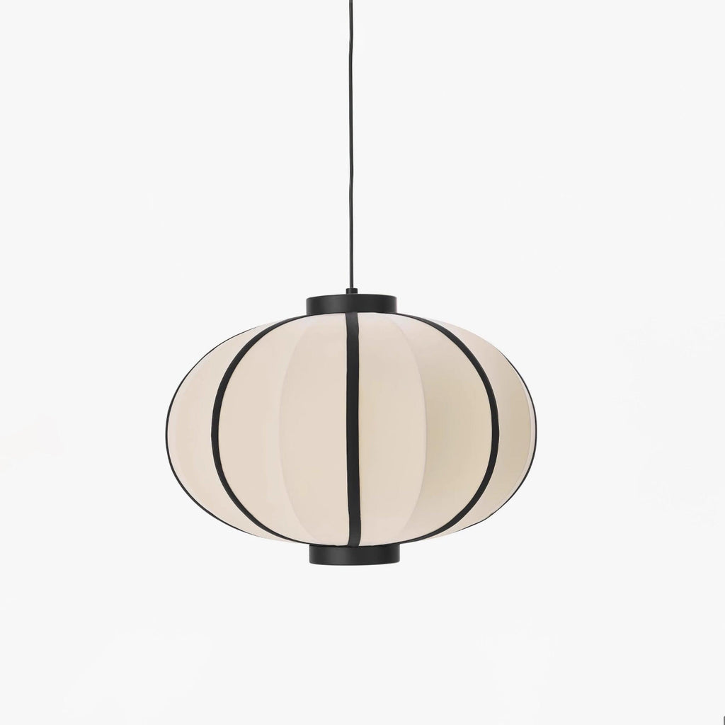 Metal Frame And Fabric Shade With Vintage Pendant Light