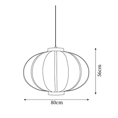 Metal Frame And Fabric Shade With Vintage Pendant Light