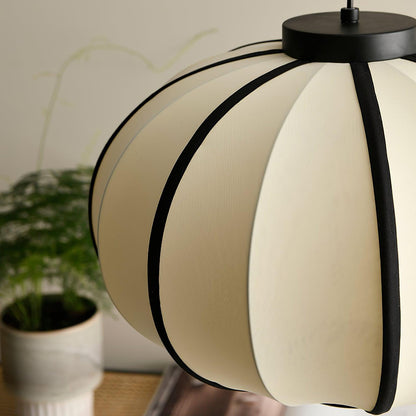 Metal Frame And Fabric Shade With Vintage Pendant Light