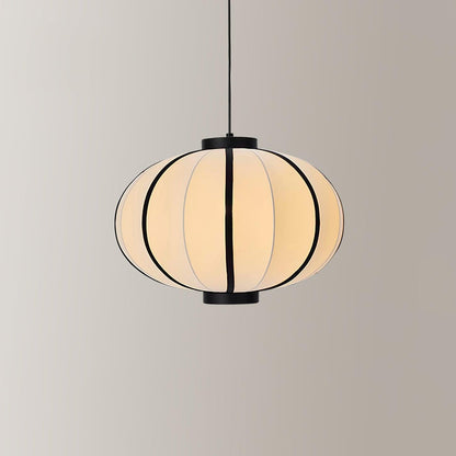 Metal Frame And Fabric Shade With Vintage Pendant Light