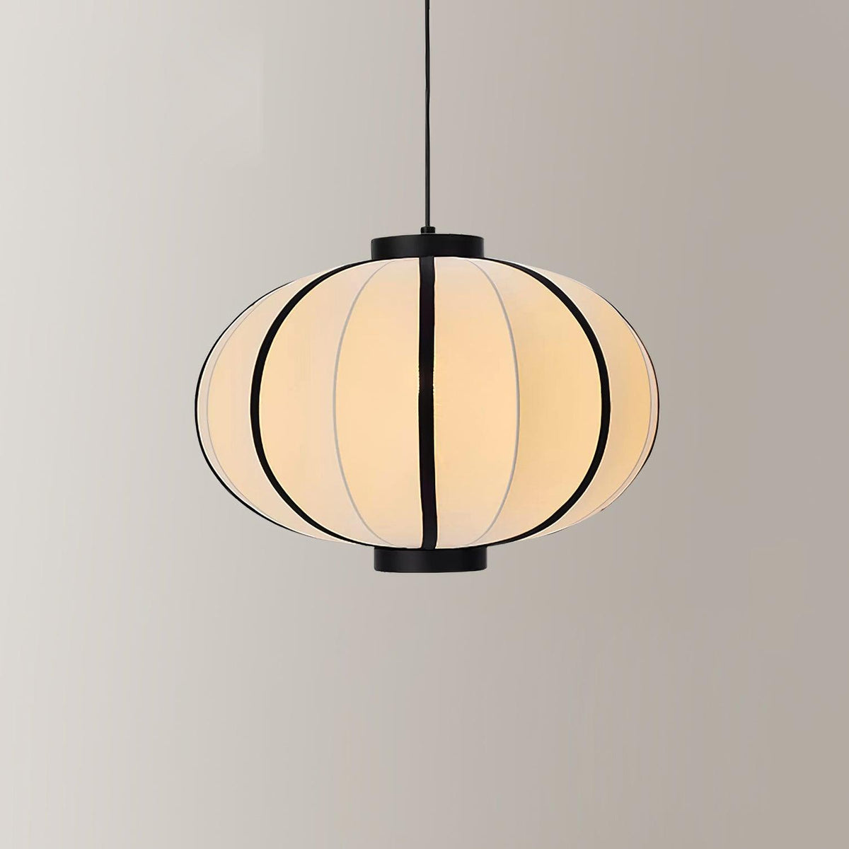 Metal Frame And Fabric Shade With Vintage Pendant Light