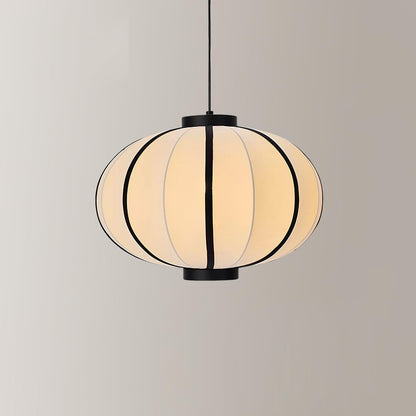 Metal Frame And Fabric Shade With Vintage Pendant Light