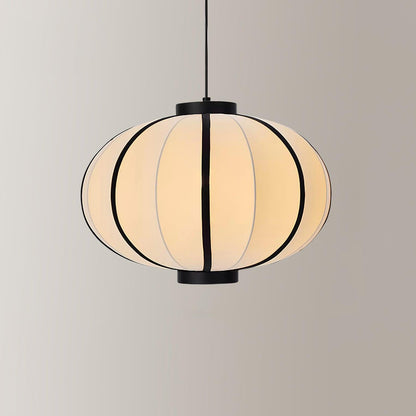 Metal Frame And Fabric Shade With Vintage Pendant Light