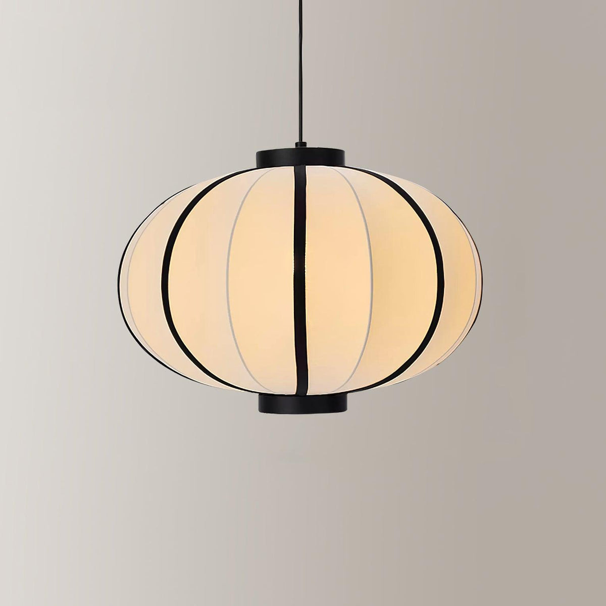 Metal Frame And Fabric Shade With Vintage Pendant Light