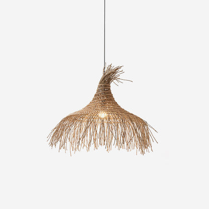 Handwoven Natural Rattan Shade Pendant Light