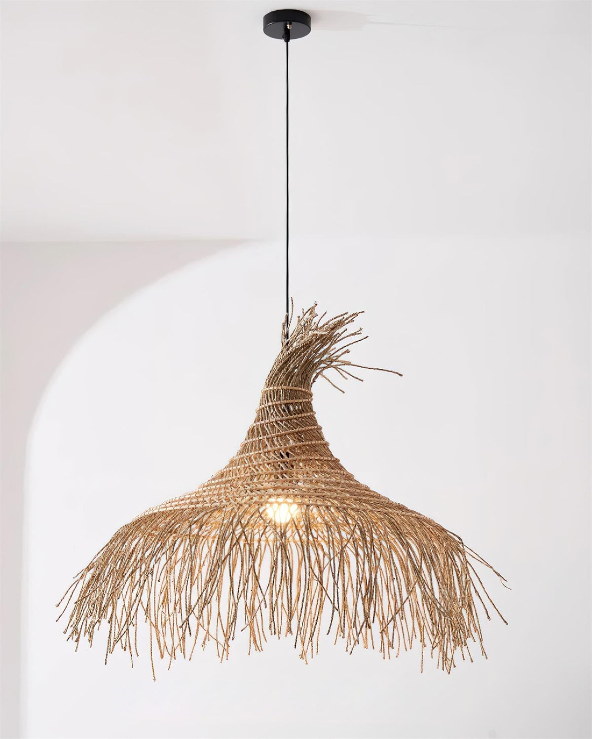 Handwoven Natural Rattan Shade Pendant Light