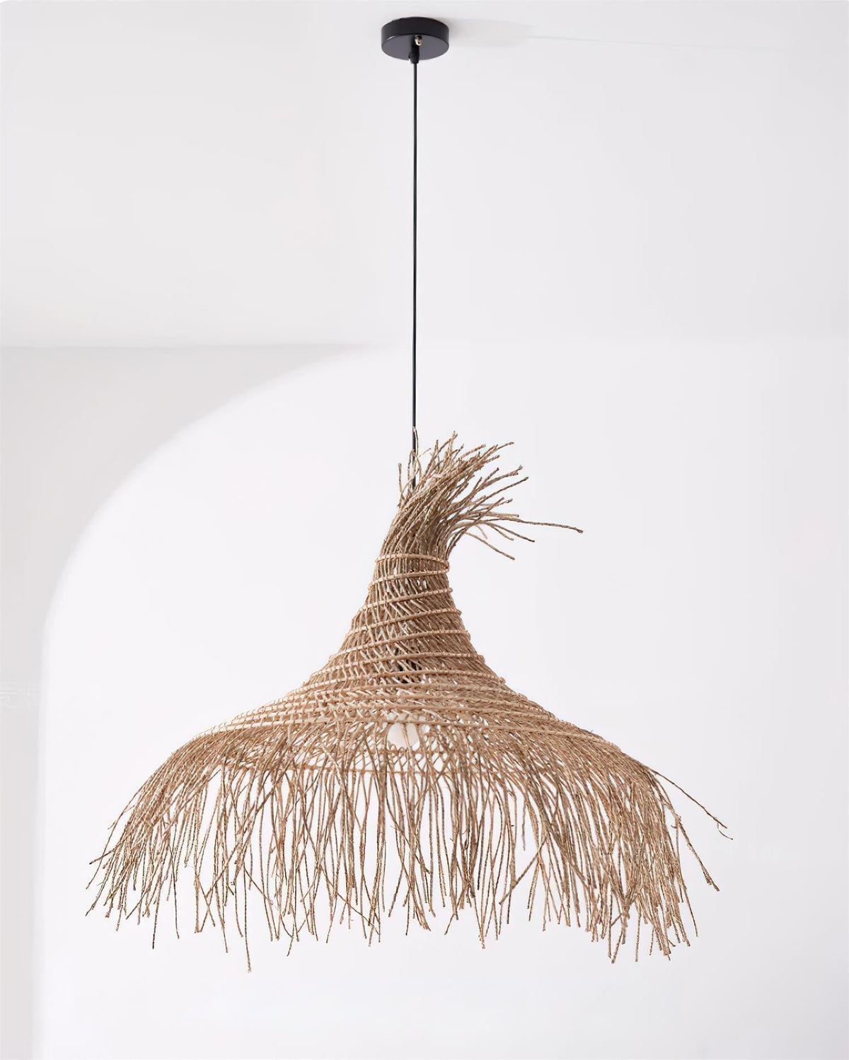 Handwoven Natural Rattan Shade Pendant Light