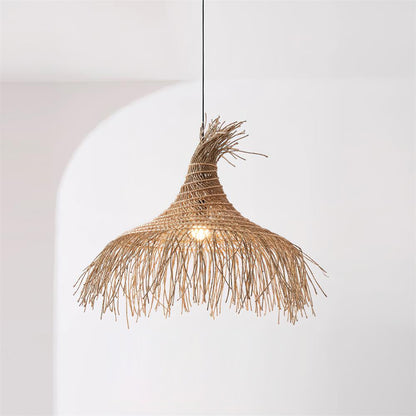 Handwoven Natural Rattan Shade Pendant Light