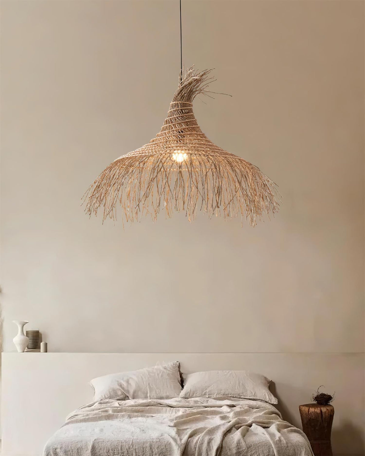 Handwoven Natural Rattan Shade Pendant Light