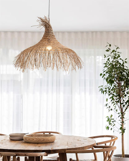 Handwoven Natural Rattan Shade Pendant Light