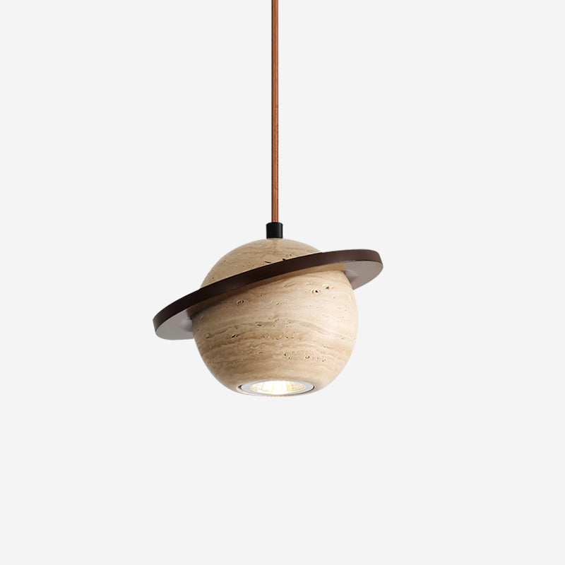 Ambient Glow Walnut Wood Travertine Pendant Light