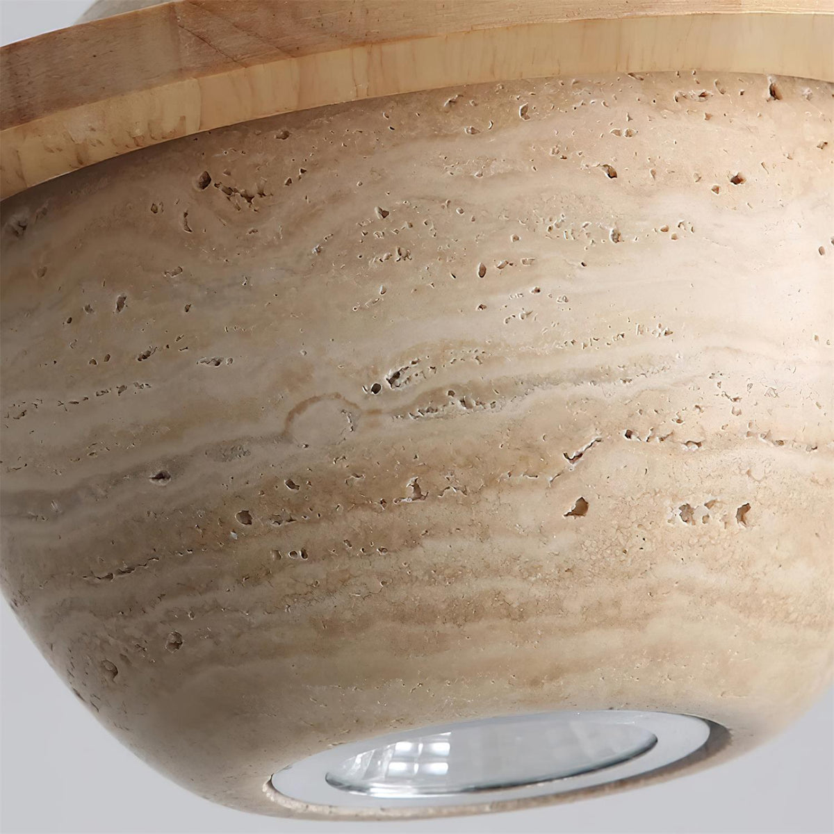 Ambient Glow Walnut Wood Travertine Pendant Light