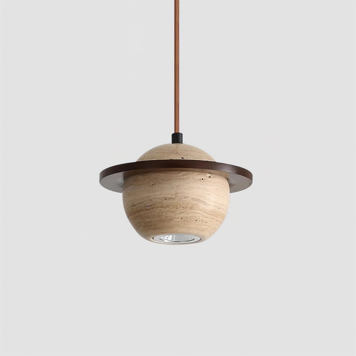 Ambient Glow Walnut Wood Travertine Pendant Light