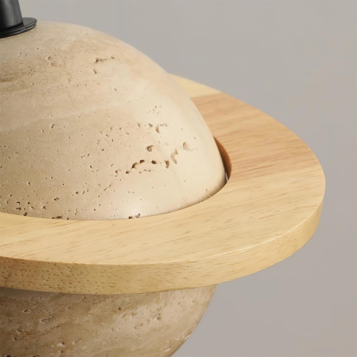 Ambient Glow Walnut Wood Travertine Pendant Light