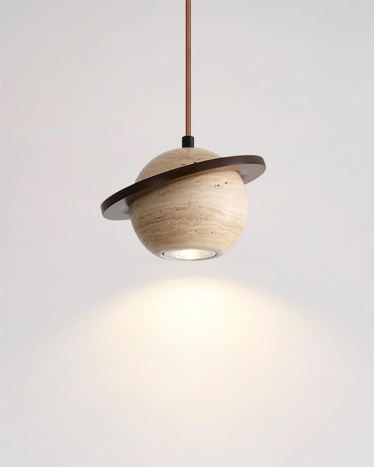 Ambient Glow Walnut Wood Travertine Pendant Light