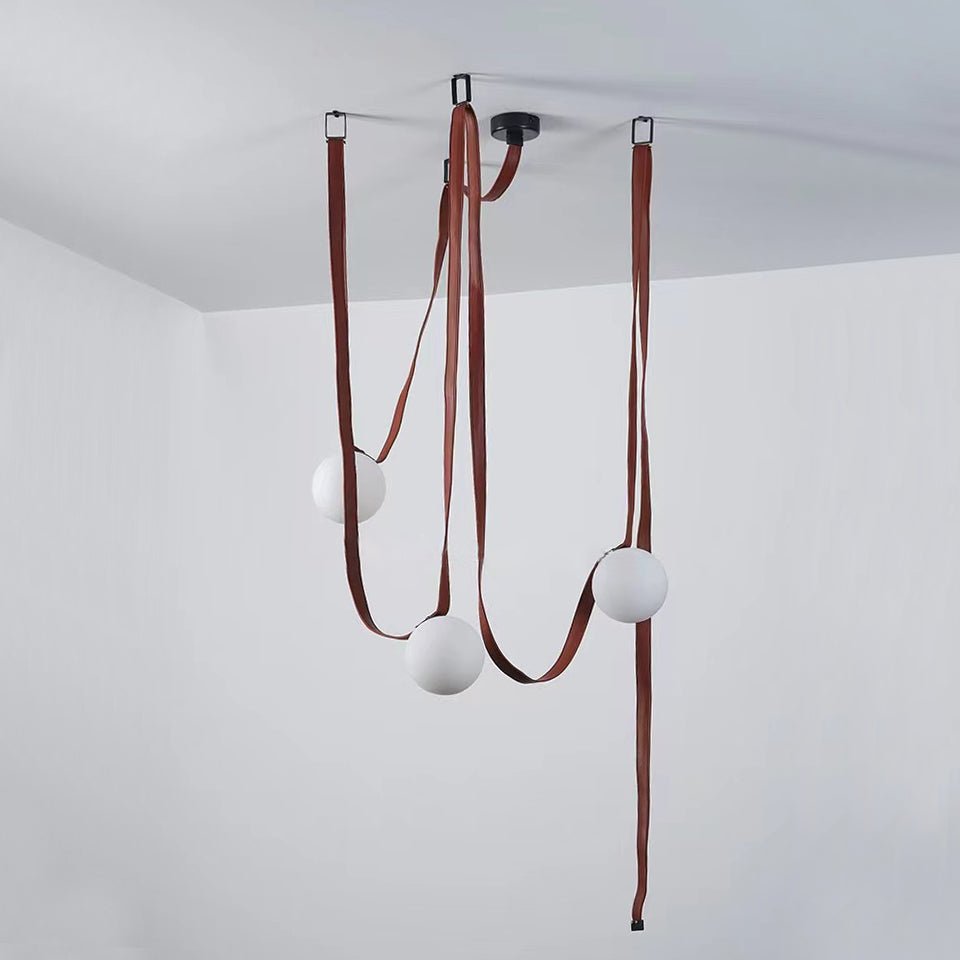 Sophistication Glass And Leather Geometric Pendant Light
