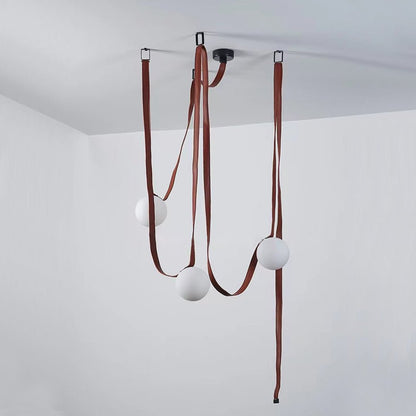 Sophistication Glass And Leather Geometric Pendant Light