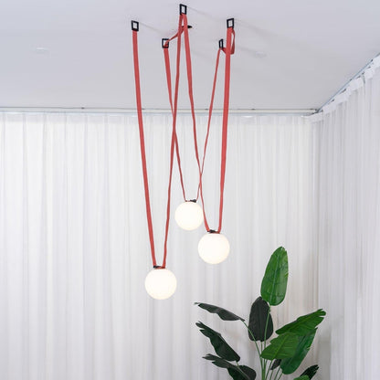 Sophistication Glass And Leather Geometric Pendant Light