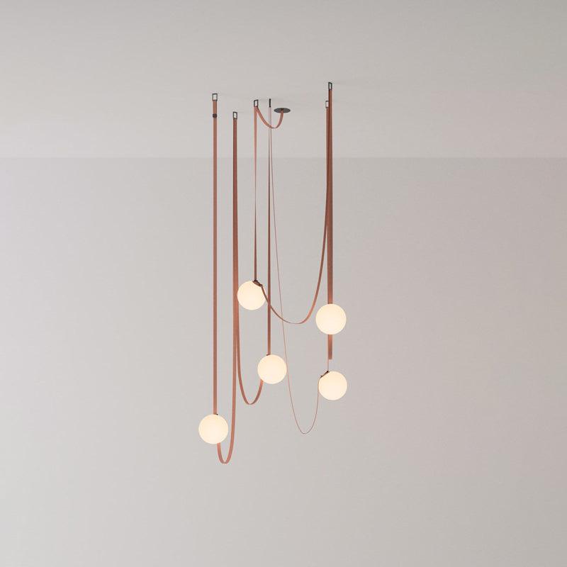 Sophistication Glass And Leather Geometric Pendant Light