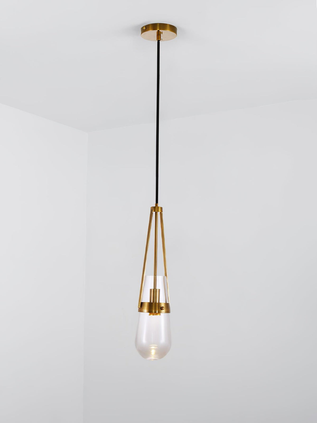 Light Pendant Glass Blue With Gold Finish