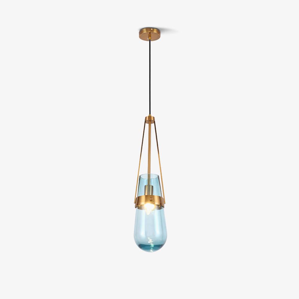 Light Pendant Glass Blue With Gold Finish