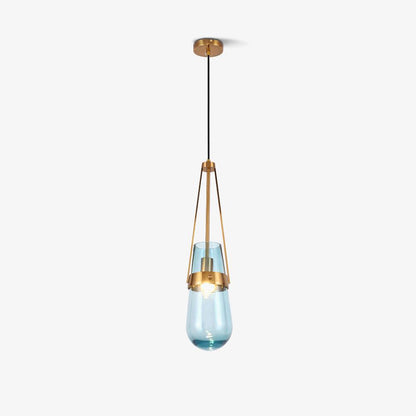 Light Pendant Glass Blue With Gold Finish
