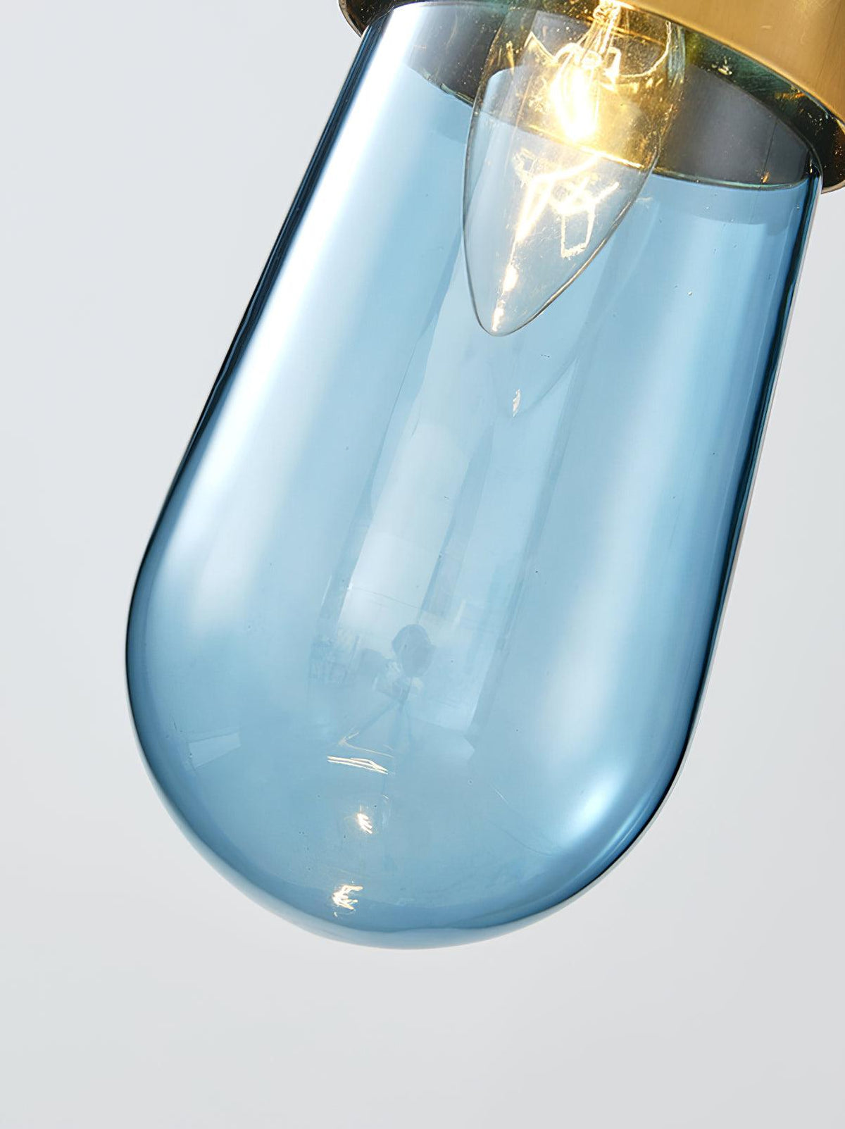 Light Pendant Glass Blue With Gold Finish