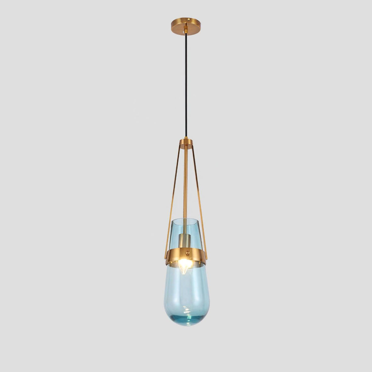 Light Pendant Glass Blue With Gold Finish
