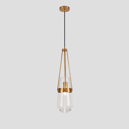 Light Pendant Glass Blue With Gold Finish