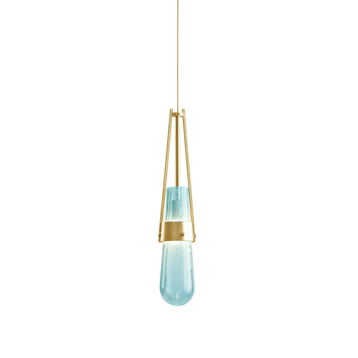 Light Pendant Glass Blue With Gold Finish