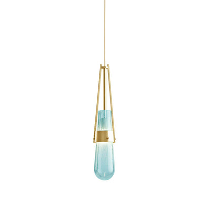 Light Pendant Glass Blue With Gold Finish