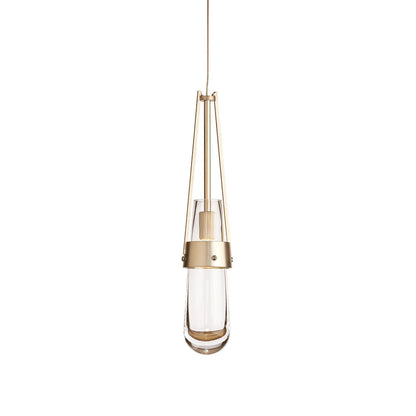 Light Pendant Glass Blue With Gold Finish